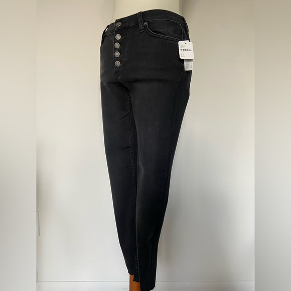 NWT Free People black denim button front jeans. Size 27. - Picture 2 of 8